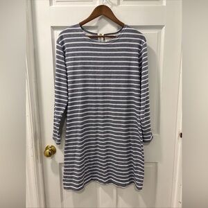 Sail To Sable Long Sleeve Striped Knee Length Dress Navy/White Size Large